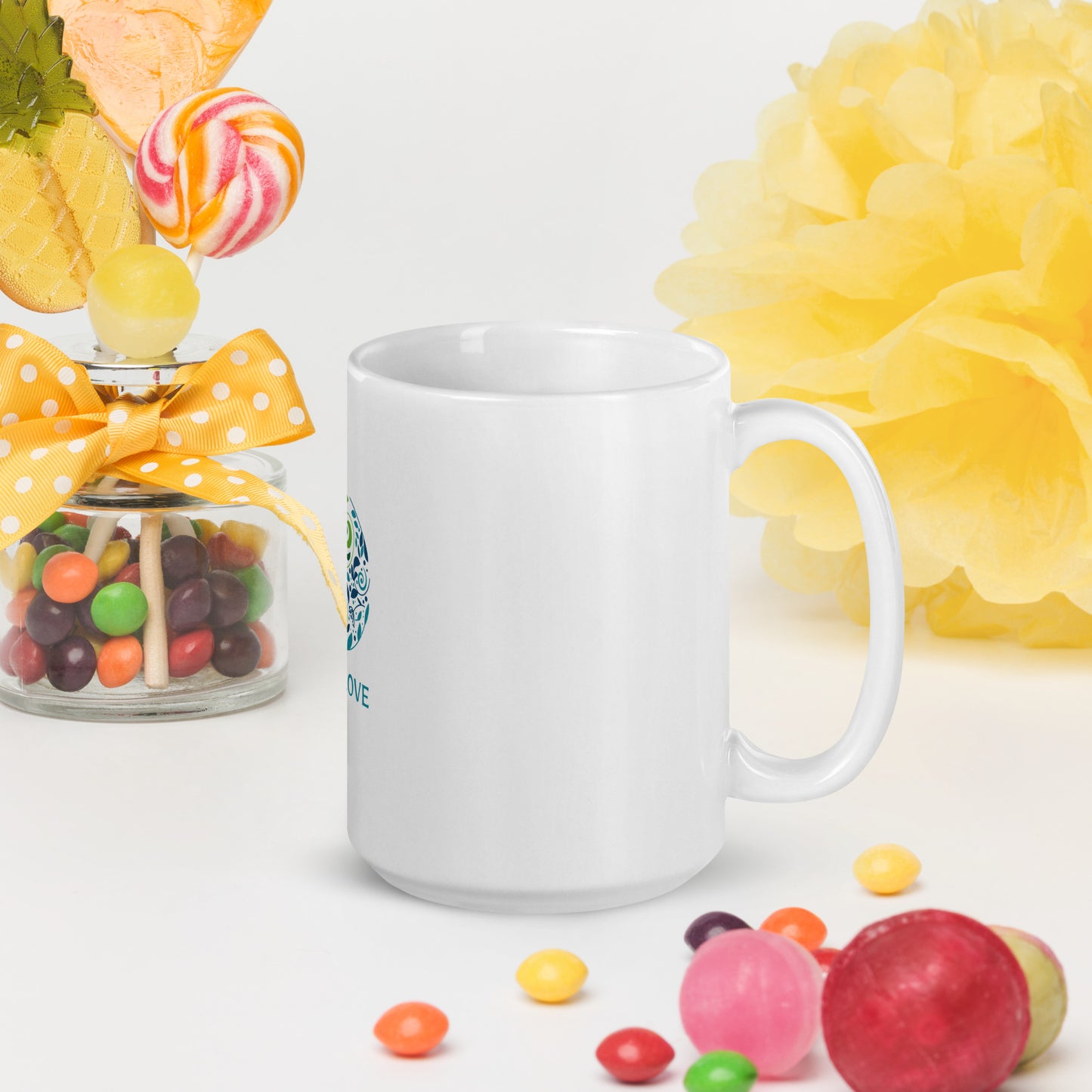 White glossy mug